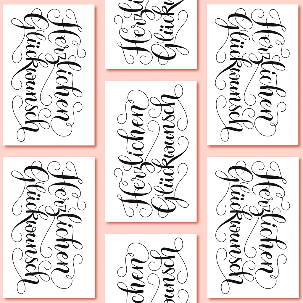 Handlettering Schriftzug für eine Geburtstagskarte, Grafikdesign