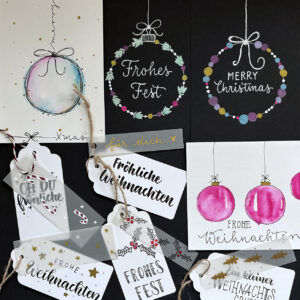 Handlettering Workshop, Weihnachten, Weihnachtskarten, Geschenkanhänger